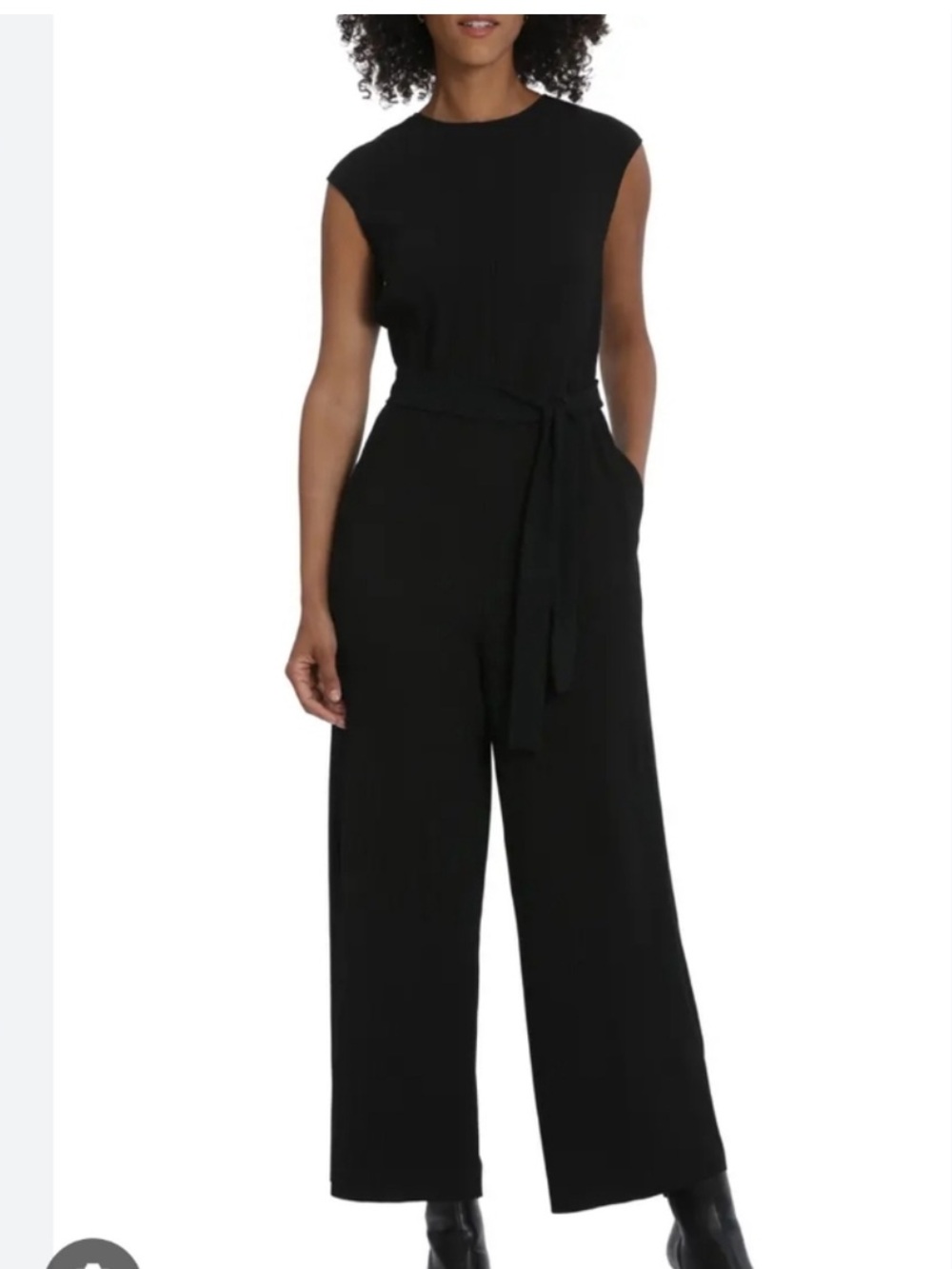 Maggy London Black Sleeveless Wide-Leg Jumpsuit with Self Tie